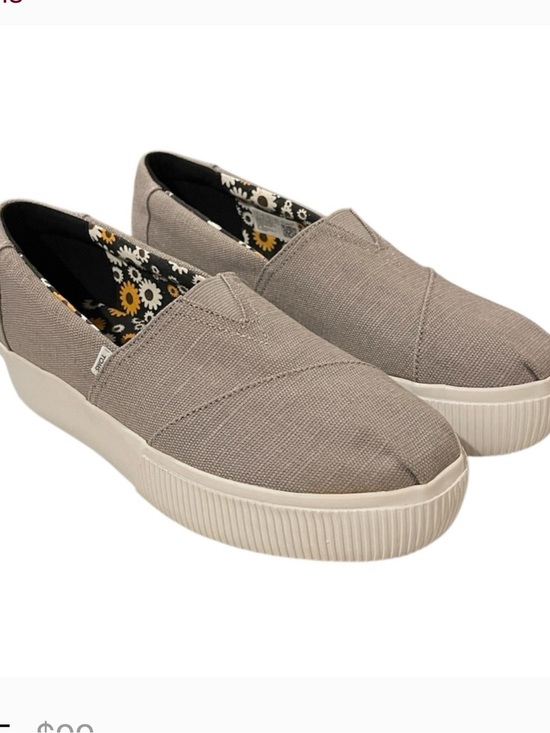 Toms Shoes - Grey Platform TOMS Sneakers— Size 9 Canvas Slip-On Shoes